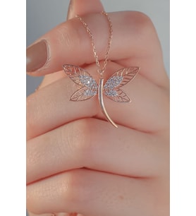 925 Ayar Rose Gümüş Yusufçuk Kolye