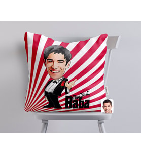 BK Gift Kişiye Özel Godfather Baba Karikatürlü Beyaz Yastık-1