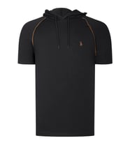 T8570 DEWBERRY KAPŞONLU ERKEK T-SHIRT-DÜZ SİYAH