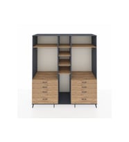 Kronos Dolap 8 Raflı 8 Çekmeceli 3 Askılı 220x59x243 Antrasit-Çam/Çam