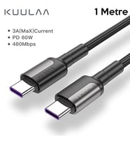 KUULAA Type C Type-C PD 60W QC4.0 Hizli Sarj ve Data Kablosu 1Metre (Açık Gri)