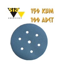 Sia 1949 Hookit 7 Delikli Cırt Zımpara 150 mm - P150 Kum - 100 Adet (Mavi)