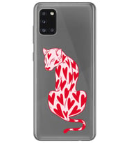 Samsung Galaxy A31 Uyumlu Çita ve Kalp Desenli Şeffaf Telefon Kılıfı