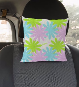 BK Gift Kişiye Özel İsimli Çiçek Desenli Kare Araç Koltuk Yastığı-3