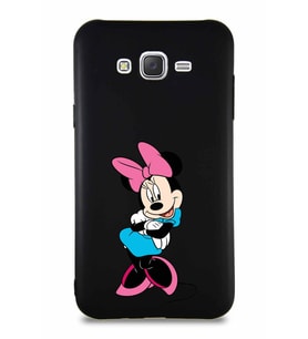 Samsung Galaxy J7 Soft Premier Kapak Minnie Mouse-D Tasarımlı Silikon Kılıf - Siyah (Şeffaf)