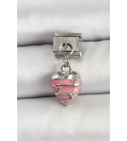 316L Çelik Gümüş Renk Pembe Kalp Model Nomination Charm TJ-BC1495