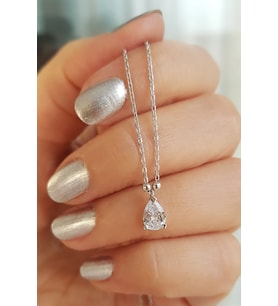 Vaoov 925 Ayar Gümüş Damla Taşlı Kolye (Gold)