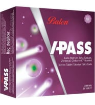 Balen V-Pass Kara Mürver, Beta Glukan, Zerdeçal, Çinko ve C Vitamini 1000 Mg 30 Tablet