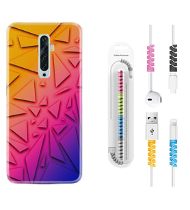 Oppo Reno 2Z 4 Lite 4 Pro 5 6 7 A31 Kılıf Kablo Koruma Spiral Silikon Üçgenler 1635