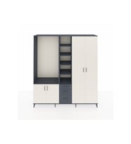 Hyperion Dolap 13 Raflı 3 Çekmeceli 4 Kapaklı 220x44x243 Antrasit-Aytaşı/Antrasit