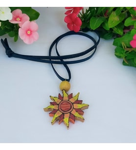 Woodensea Ceviz Masif Ahşap Spiralli Güneş Kolye El Yapımı