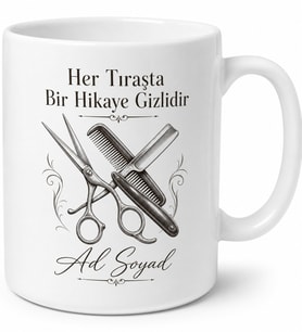 Berber Saç Traşı Ense Tıraşı Sakal Düzeltme Berber Sohbeti Kupa Bardak Hediye