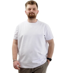 Mode XL Büyük Beden Erkek T-Shirt Basic Likralı Bisiklet Yaka Tişört THIS IS ME U24076 Beyaz
