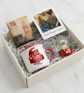 Yılbaşına Özel Fotoğraflı Çerçeve & Enamel Kupa & Yılbaşı Kar Küresi & Pratik Filtre Kahve Hediye Seti