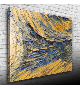 Sarı ve Mavi Tonlarda Soyut Yağlıboya Kanvas Tablo 50 x 70