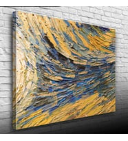 Sarı ve Mavi Tonlarda Soyut Yağlıboya Kanvas Tablo 50 x 70
