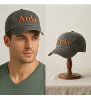 BK Gift Kişiye Özel İsim Nakışlı Vintage Siyah Beyzbol Şapkası Unisex Eskitme Kumaş Metal Tokalı