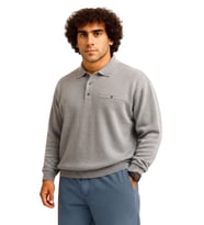 Erkek Büyük Beden 122 Kilo - 158 Kilo Arası İçin Uygun Geniş Kalıp Polo Yaka Selanik Sweat Gri