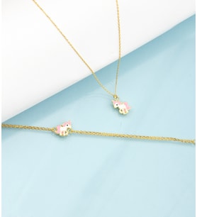 925 Ayar Gümüş Unicorn Kolye Bileklik Set