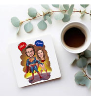 Kişiye Özel Karikatürlü Her Konuda Kahraman Çiftler Bardak Altlığı