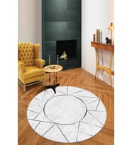 Gri Prizma Kaymaz Taban Yıkanır Yuvarlak Antre Halısı AR397 - 100 x 100 cm