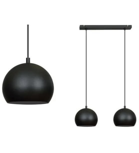 RİOLİGHT RETRO,RUSTİK,VİNTAGE MASA ÜSTÜ 2XE27 METAL SARKIT AVİZE TABAN UZUNLUĞU:30CM GLOP ÇAPI:10CM (Siyah)