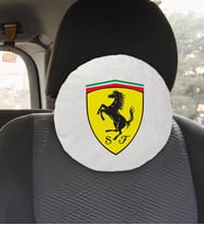 BK Gift Ferrari Tasarımlı Yuvarlak Araç Koltuk Yastığı-1