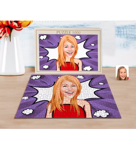 BK Gift Kişiye Özel Kadın Karikatürlü 1000 Parça Profesyonel Puzzle-33
