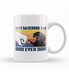 Best Dachshund Dad Ever   Vintage Father Day Köpek Kupa Bardak Porselen