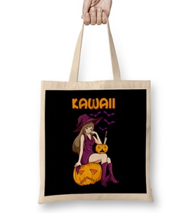 Kawaii Girl Halloween Anime Witch Waifu Bez Çanta Uzun Saplı