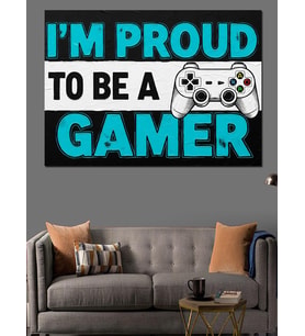 Gamer Oyun Konsolu Yazısı Dekoratif Kanvas - Mdf Ahşap Tablo