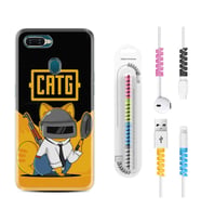 Oppo A5S A15 A16 A54 A55 A73 A74 Kılıf Kablo Koruma Spiral Silikon Cat G 1677