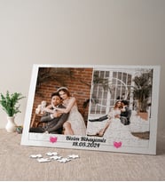2 Fotoğraflı Notlu Tarihli Kişiye Özel Puzzle