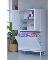 Eliusta Miretta Üst Bölme Kapaklı Altı Kirli Sepetli Dolap 85 cm Genişlik Beyaz 85x138x32,5 cm Dolap