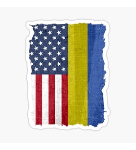 Ukrayna Ukraine ve Abd bayrak Sticker Etiket 18CM