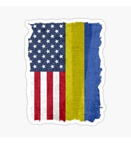 Ukrayna Ukraine ve Abd bayrak Sticker Etiket 18CM
