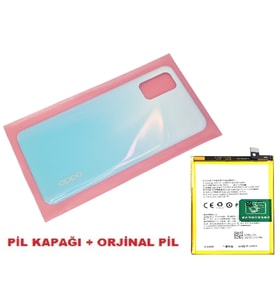 Tkgz Oppo A52 Arka Pil Batarya Kapağı + PİL (CAM) BEYAZ