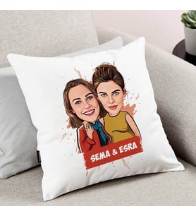 Kişiye Özel En İyi Arkadaşım Karikatürlü Yastık