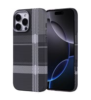 Lexroo iPhone 16 Pro Kılıf M-safe Şarj Özellikli Karbon Fiber Görünümlü Nekst Kılıf - Gri-Siyah