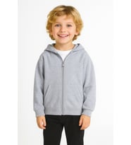 Kız - Erkek Çocuk Basic Fermuarlı Kalın 3 İplik Kışlık Okul Sweat Ak1815 (Gri)