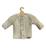 Organik Pamuklu Yenidoğan 0-12 Ay El Örgüsü Bebek Hırkası   Ekru Organic Bonny Baby