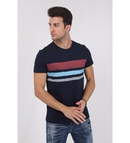 Erkek Bisiklet Yaka Baskılı T-Shirt 20Y-3400655-2 Lacivert