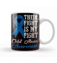 Their Fight My Fight Child Abuse Awareness Blue Ribbon April Kupa Bardak Porselen
