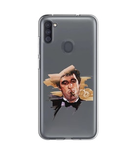 Samsung Galaxy M21 Uyumlu Tony Montana Scarface Desenli Şeffaf Telefon Kılıfı