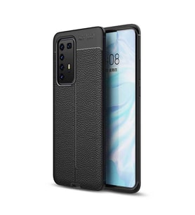 Huawei P40 Pro Kılıf Deri Tarzı Niss Silikon Case (Siyah)