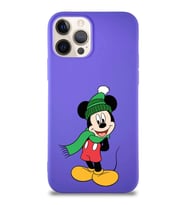 Apple iPhone 12 Pro Soft Premier Kapak Mickey Mouse-G Tasarımlı Silikon Kılıf - Mor (Şeffaf)