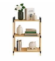 Nwood Natura 3 Katlı Ahşap Çok Amaçlı Raf - Kitaplık, Banyo ve Düzenleyici Çok Amaçlı MDF Raf (65x35x80 cm)