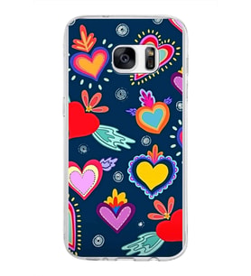 PrintiFy Samsung Galaxy S7 ile Uyumlu 1mm Slim Fit Retro Colors 3 Baskılı Şeffaf  Kılıf