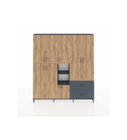 Arges Dolap 12 Raflı 2 Çekmeceli Tek Askılı 220x30x243 Antrasit-Çam/Antrasit