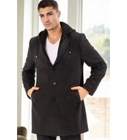 PLT8376 DEWBERRY ERKEK PALTO-DESENLİ AÇIK SİYAH